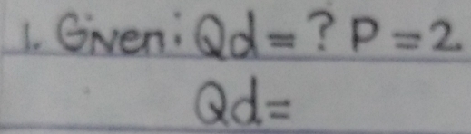 Given: Qd= ? P=2
Qd=