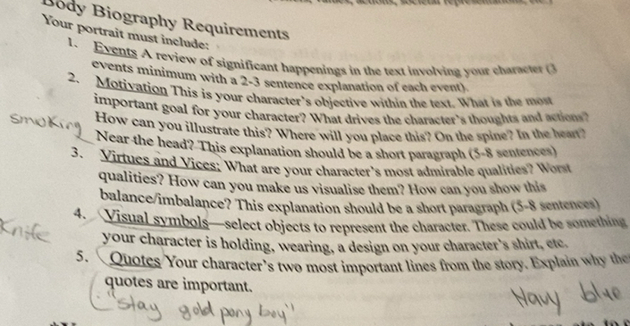 Solved: Bódy Biography Requirements Your portrait must include: 1 ...