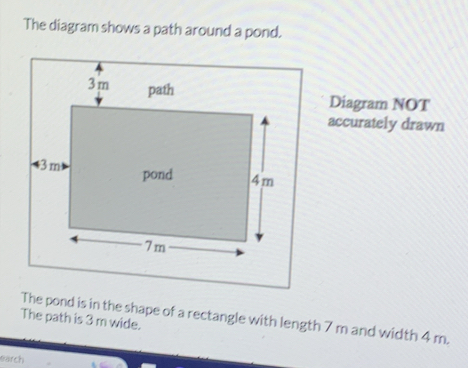 Solved: The diagram shows a path around a pond. Diagram NOT accurately ...