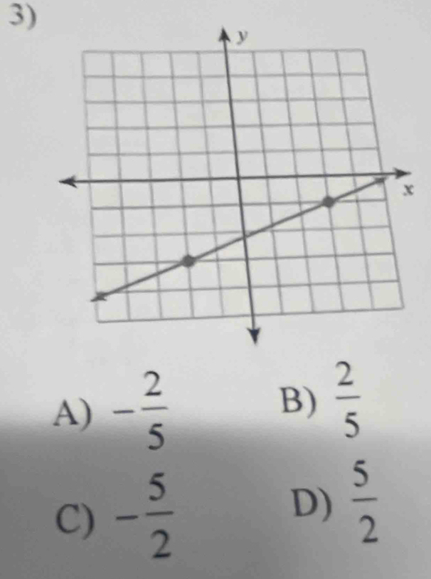 A) - 2/5 
B)  2/5 
C) - 5/2   5/2 
D)