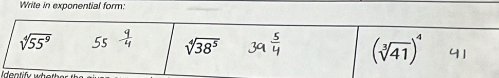 Write in exponential form: