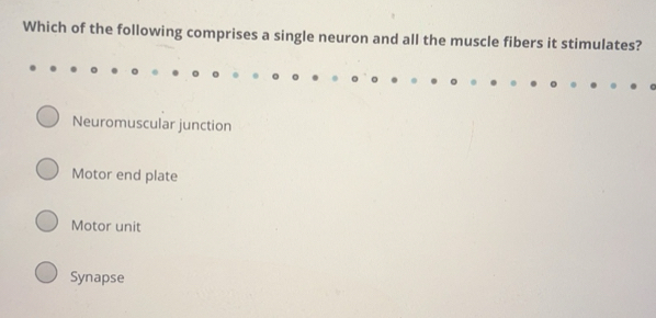 Solved: Which of the following comprises a single neuron and all the ...