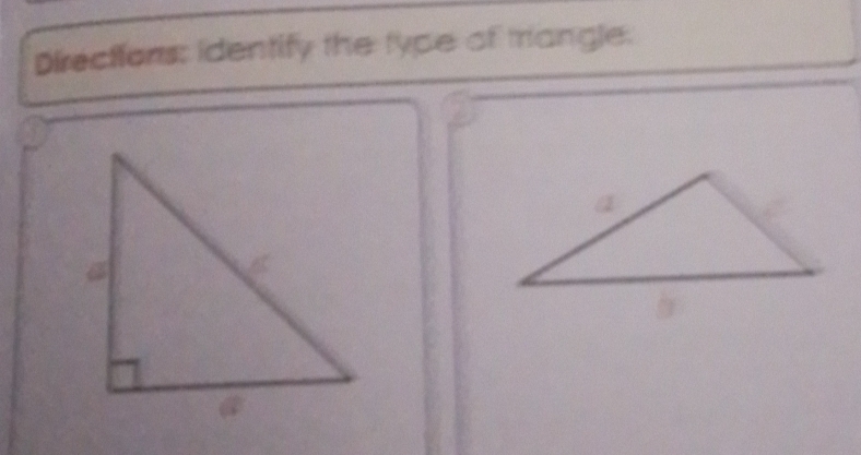 Directions: identify the type of triangle.