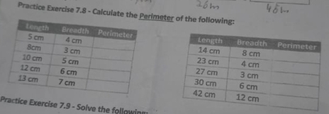 Practice Exercise 7.8 - Calculate the Perimeter of the following: 


Practice Exercise 7.9 - Solve the followinn