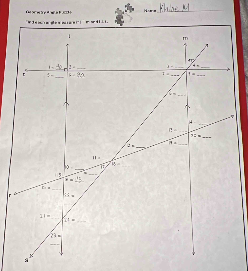 Geometry Angle Puzzle Name_