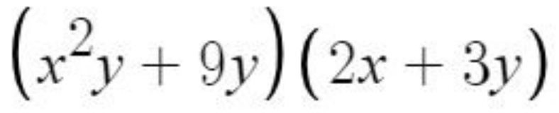 (x^2y+9y)(2x+3y)