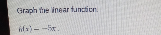 Graph the linear function.
h(x)=-5x.