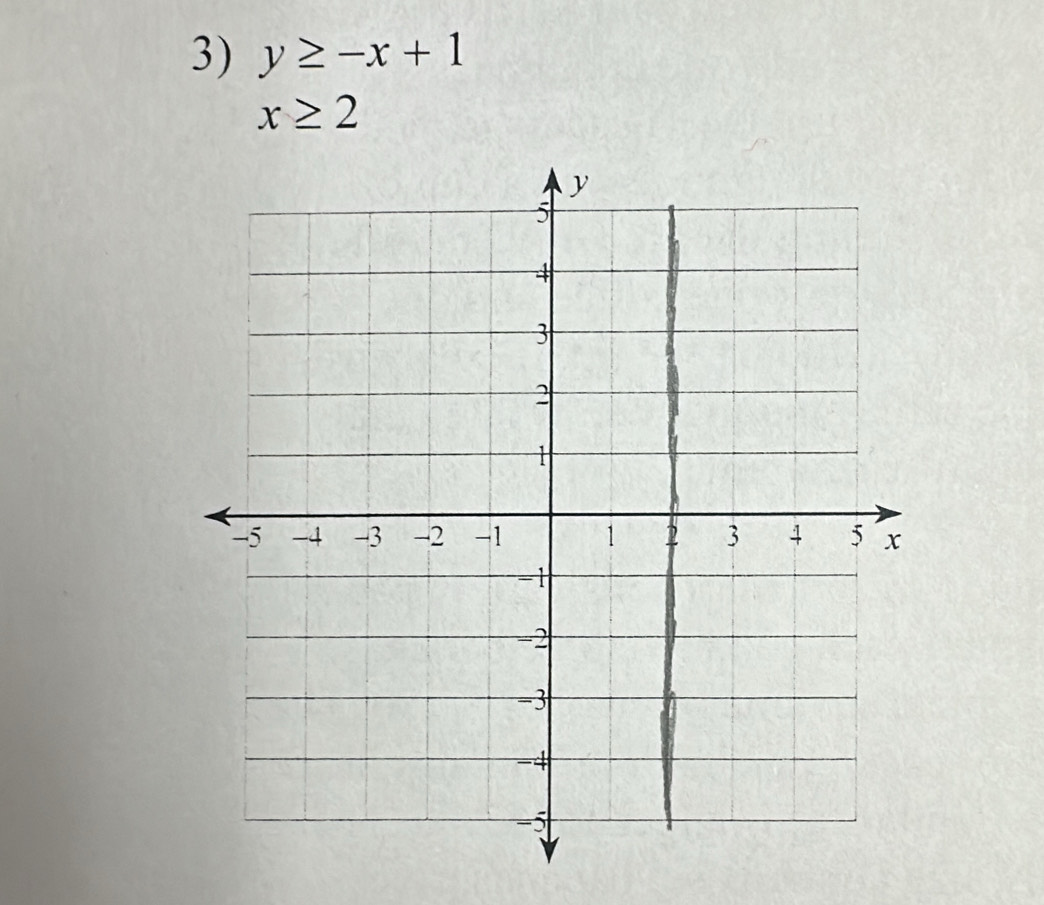 y≥ -x+1
x≥ 2