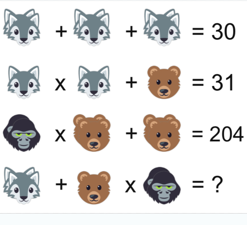 +
+
=30
X
+
=31
X
+
=204
+ = ?
X