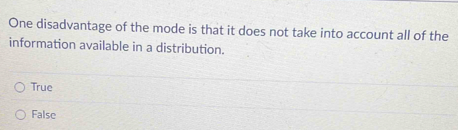 Solved: One disadvantage of the mode is that it does not take into ...