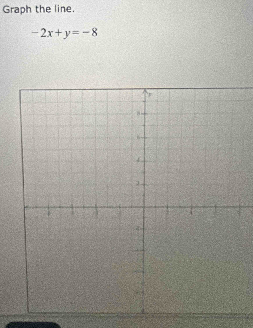 Graph the line.
-2x+y=-8