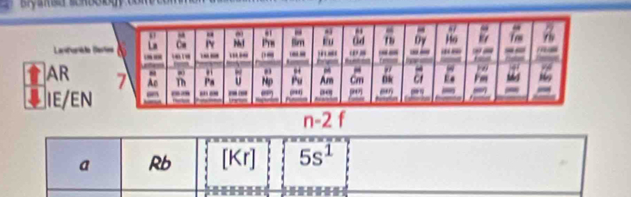 n-2f
a Rb [Kr] 5s^1