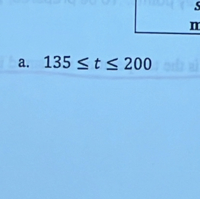 135≤ t≤ 200