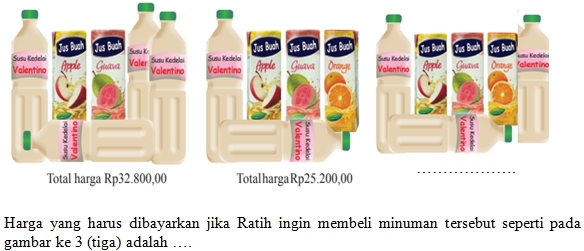 Harga yang harus dibayarkan jika Ratih ingin membeli minuman tersebut seperti pada 
gambar ke 3 (tiga) adalah_