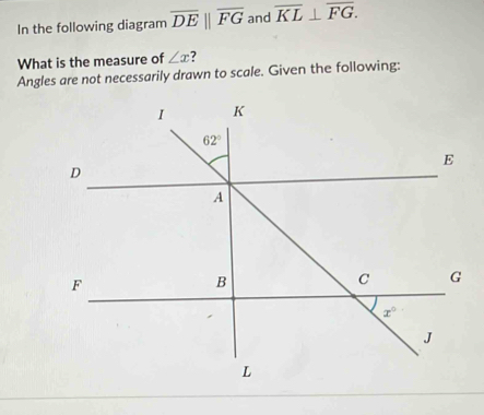 In the following diagram overline DEparallel overline FG and overline ...