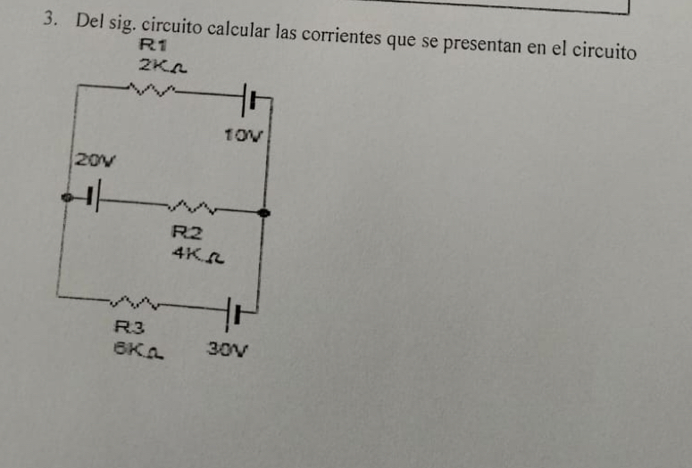 Del sig. circuito calcular las corrientes que se presentan en el circuito