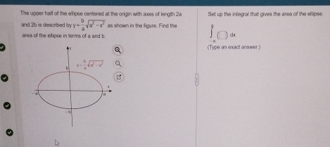 Solved: The upper haff of the ellipse centered at the origin with axes ...