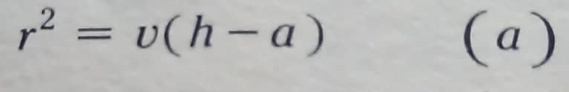 r^2=upsilon (h-a) (a)