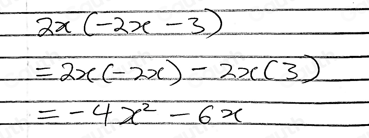 2x(-2x-3)
=2x(-2x)-2x(3)
=-4x^2-6x