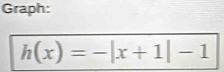 Graph:
h(x)=-|x+1|-1