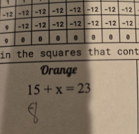 1 、 
in the st 
Orange
15+x=23