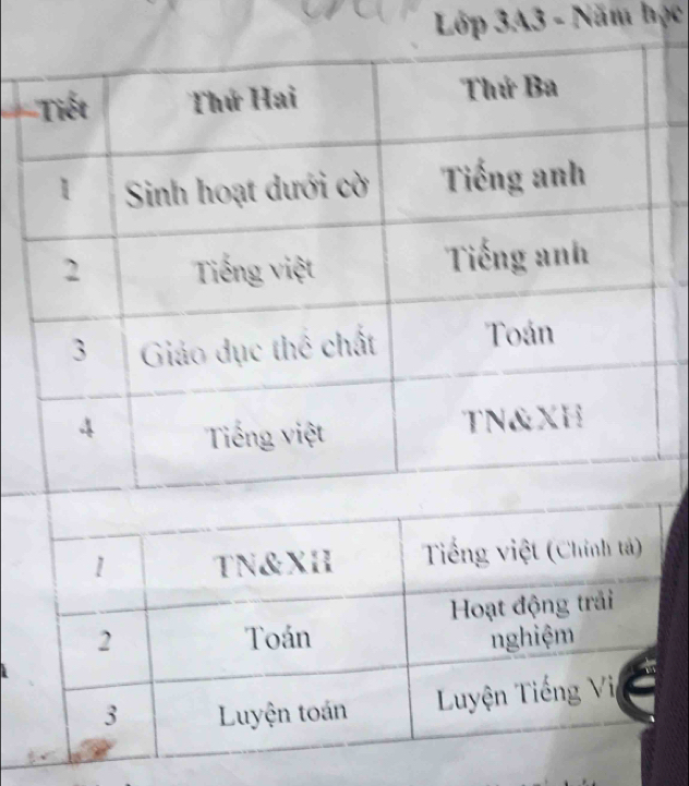 Lớp 3A3 - Năm học