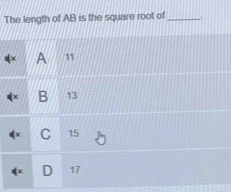 The length of AB is the square root of_