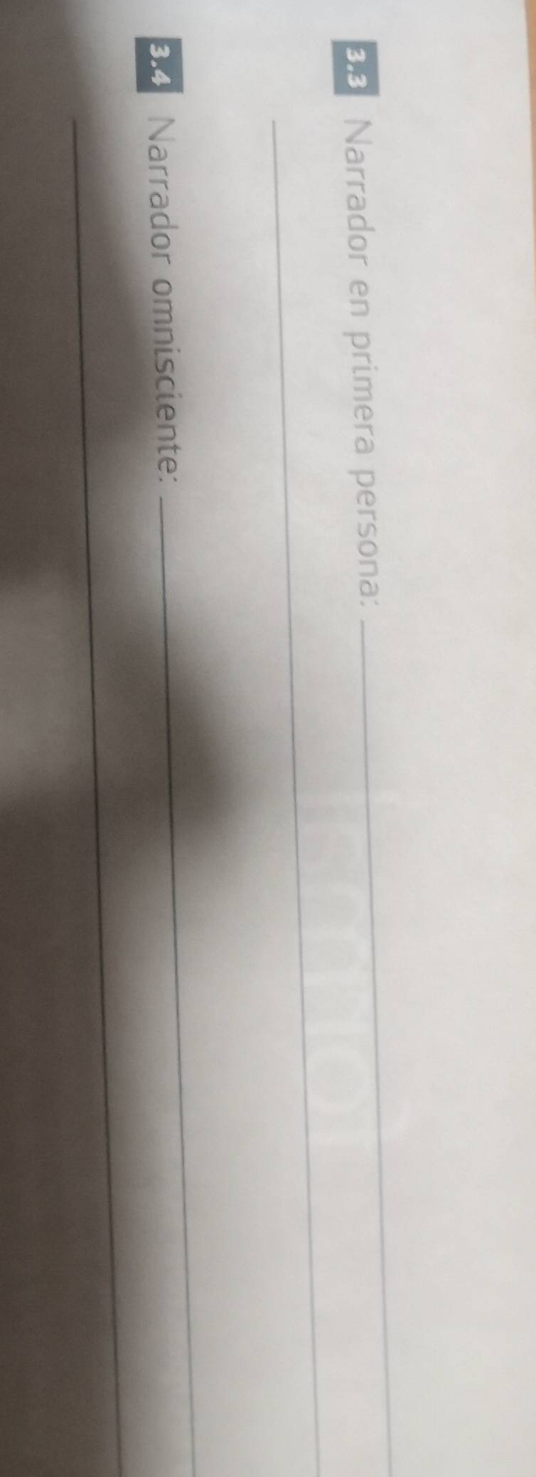 3.3 Narrador en primera persona: 
_ 
_ 
34 Narrador omnisciente: 
_ 
_