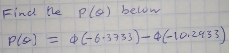 Find te P(θ ) below
p(θ )=varnothing (-6.3733)-varnothing (-10.2933)