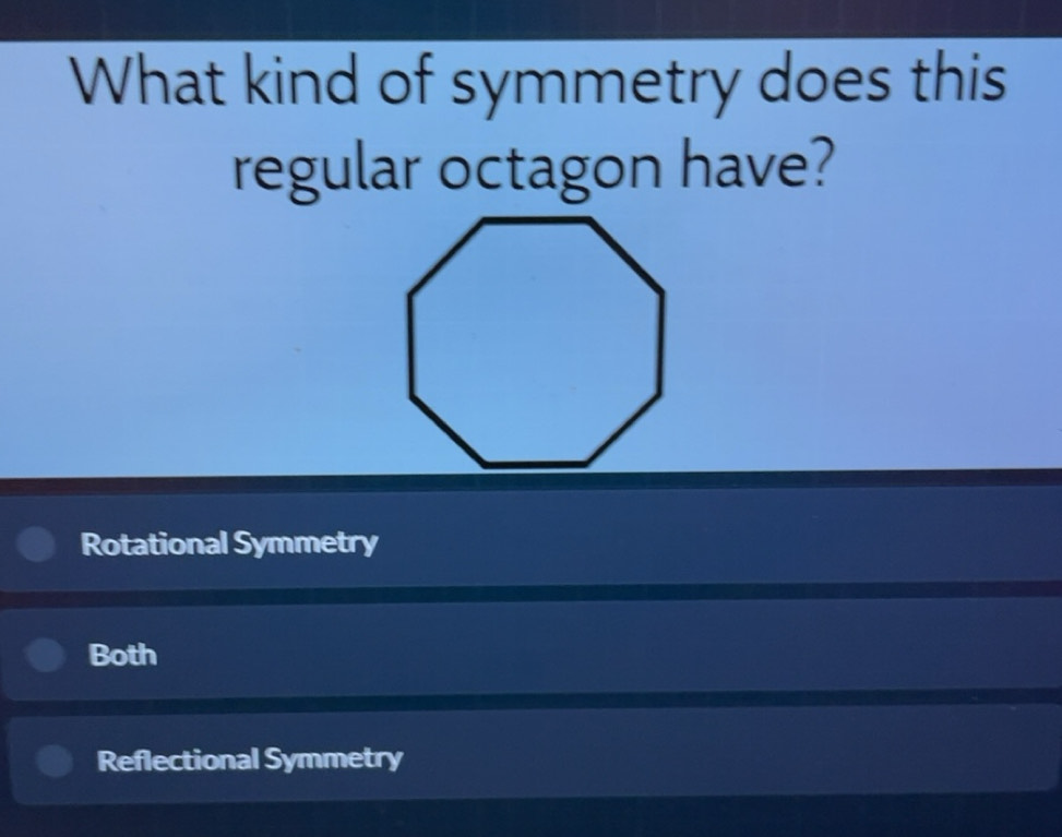 Solved: What kind of symmetry does this regular octagon have ...