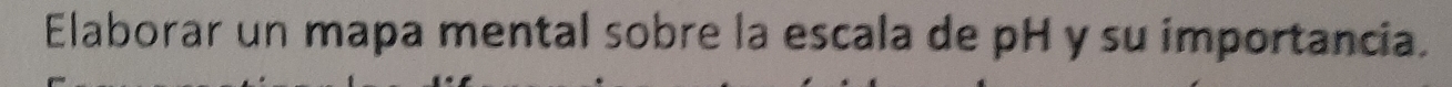 Elaborar un mapa mental sobre la escala de pH y su importancia.