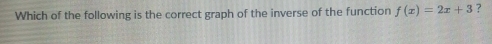 Which of the following is the correct graph of the inverse of the function f(x)=2x+3 ?