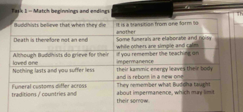 Task 1 - Match beginnings and endings 
Th