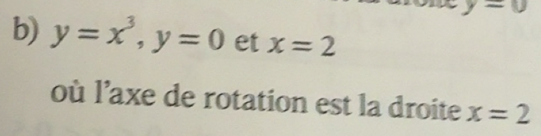 Solved: =u b) y=x^3, y=0 et x=2 où l'axe de rotation est la droite x=2 ...