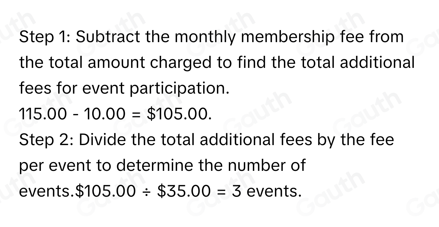 Solved: The monthly membership fee for a social club is $10.00. A ...