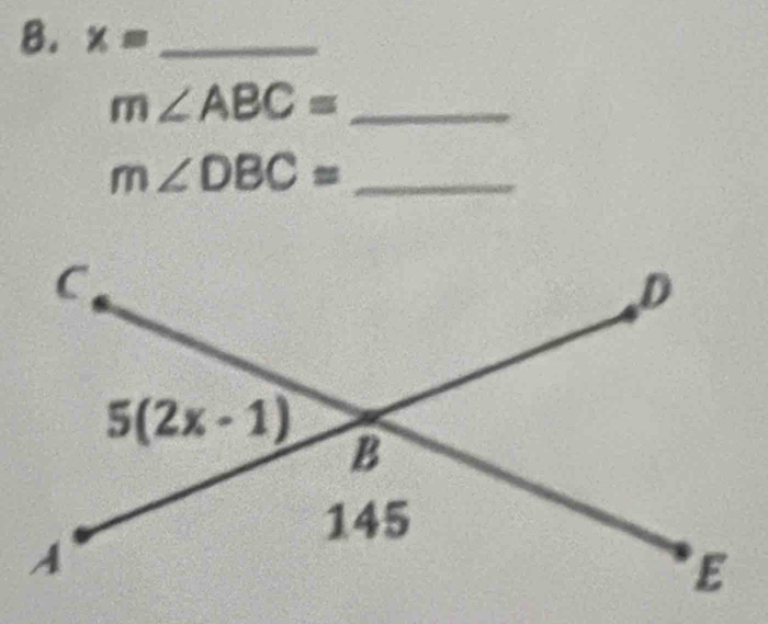 x= _
m∠ ABC= _
m∠ DBC= _