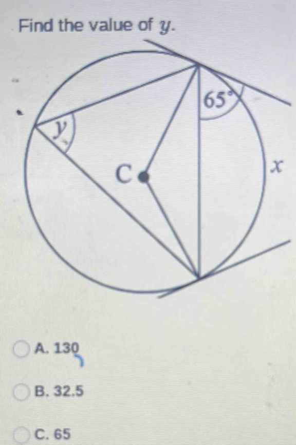 value
A. 130
B. 32.5
C. 65