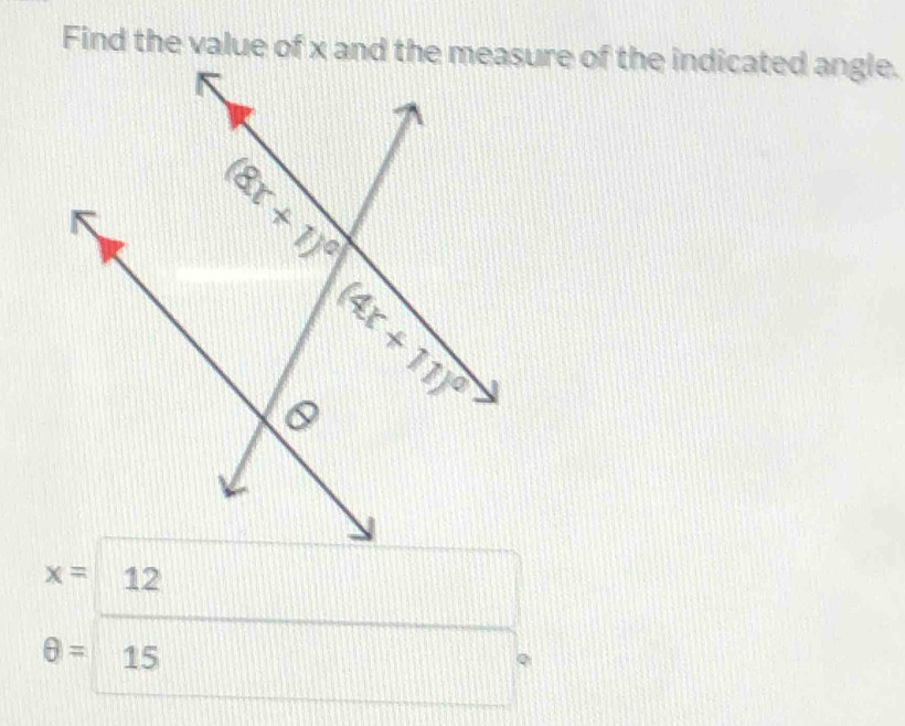 x= 12
θ = 15