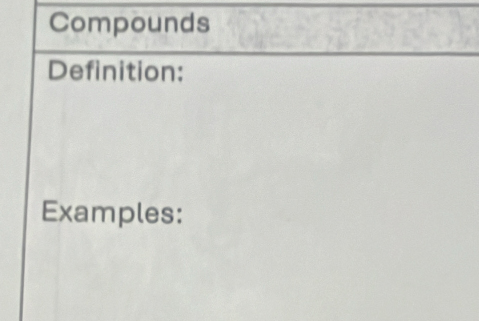 Compounds 
Definition: 
Examples: