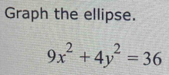 Graph the ellipse.
9x^2+4y^2=36