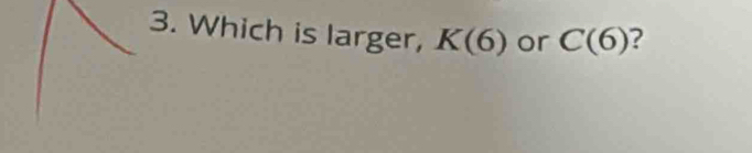 Which is larger, K(6) or C(6) ?