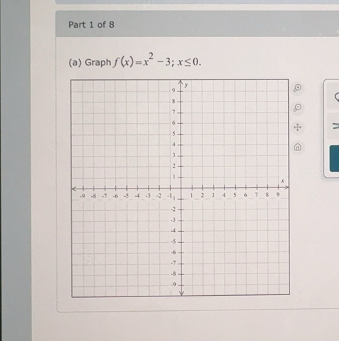 Solved: Graph f(x)=x^2-3; x≤ 0. : [Math]