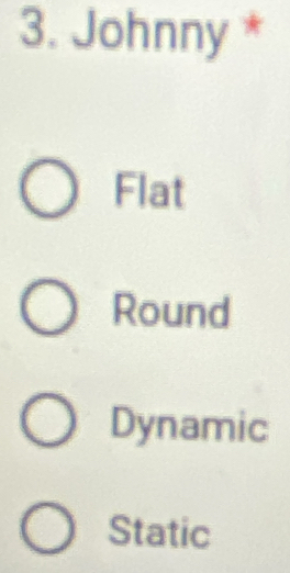 Johnny *
Flat
Round
Dynamic
Static