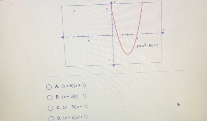 A. (x+5)(x+1)
B. (x+5)(x-1)
C. (x-5)(x-1)
D. (x-5)(x+1)