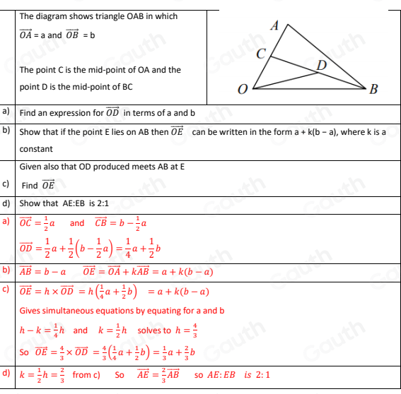 Solved: The diagram shows triangle OAB in which vector OA=a and vector ...