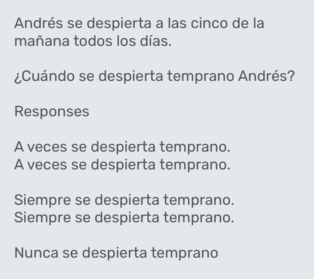 Solved: Andrés se despierta a las cinco de la mañana todos los días ...