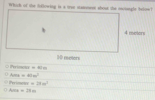 Perimeter =40m
Area =40m^2
Perimeter =28m^2
Area =28m