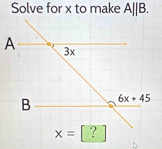 Solve for x to make A||B.