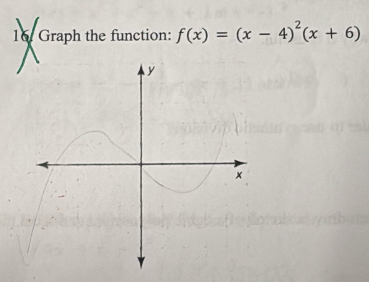 Graph the function: f(x)=(x-4)^2(x+6)