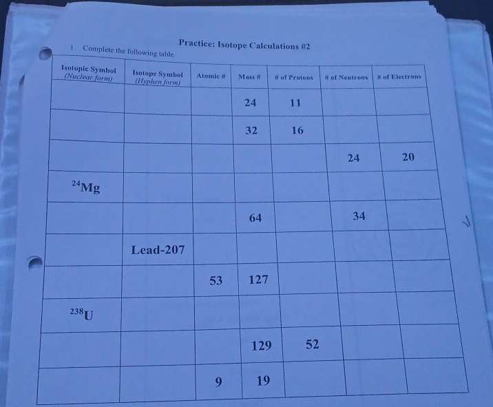 Practice: Isotope Calcul